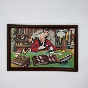 Norman Rockwell "The Collector" Franklin Mint Framed Print Coin Study